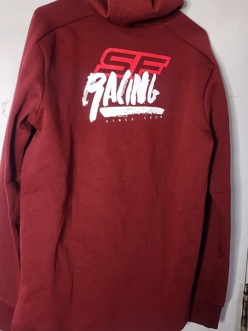 NWT Ferrari Men's Burgundy Crewneck Sweater with Graphic Patches - Picture 6 of 11